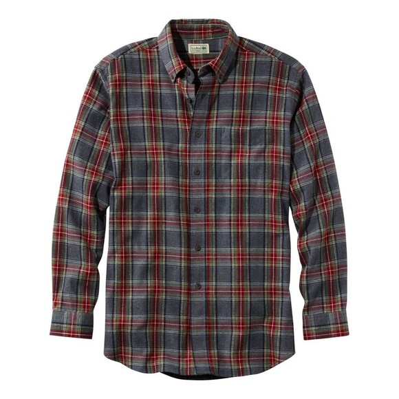 LL Bean Red Stewart Scotch Plaid Flannel Long Sleeve Button Up Traditional Fit - Picture 1 of 9